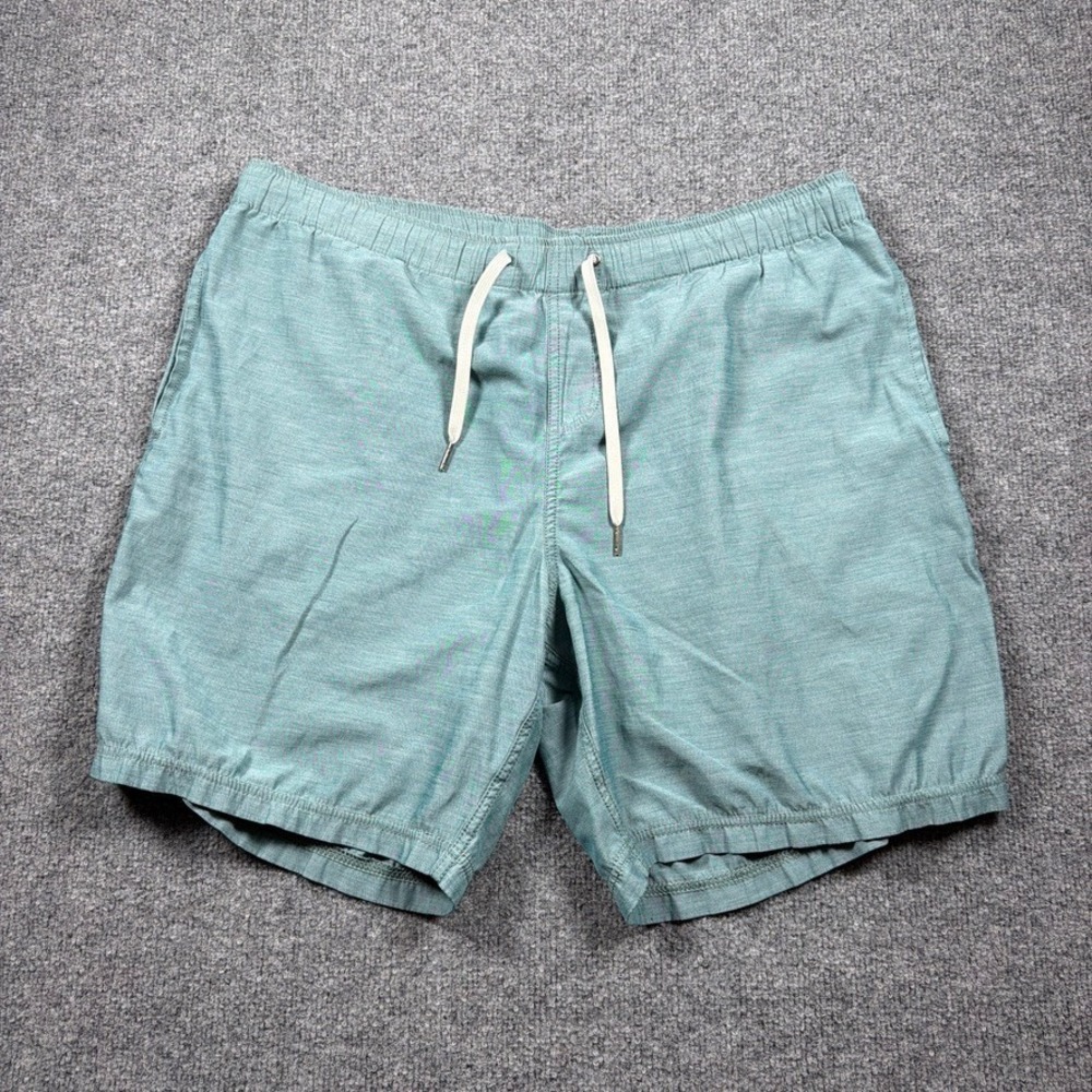 Fair Harbor Shorts Mens Large 36" Teal Blue Heathered Drawstring Elastic Waist